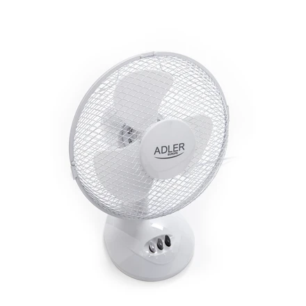 Ventiliatorius Adler | AD 7302 | Desk Fan | Baltas | Diameter 23 cm | Greičių skaičius 2 | Oscillation | 22 W