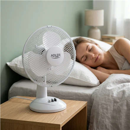 Ventiliatorius Adler | AD 7302 | Desk Fan | Baltas | Diameter 23 cm | Greičių skaičius 2 | Oscillation | 22 W