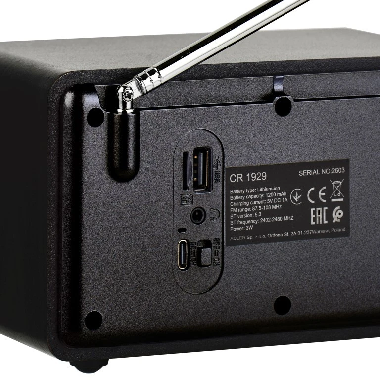 Radija žadintuvas bluet.USB CAMRY CR-1929