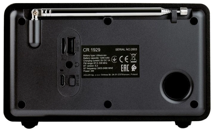 Radija žadintuvas bluet.USB CAMRY CR-1929