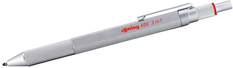 3 in 1 Rotring MULTIPEN tušinukas ir pieštukas 600 sidabrinės spalvos - 2164109