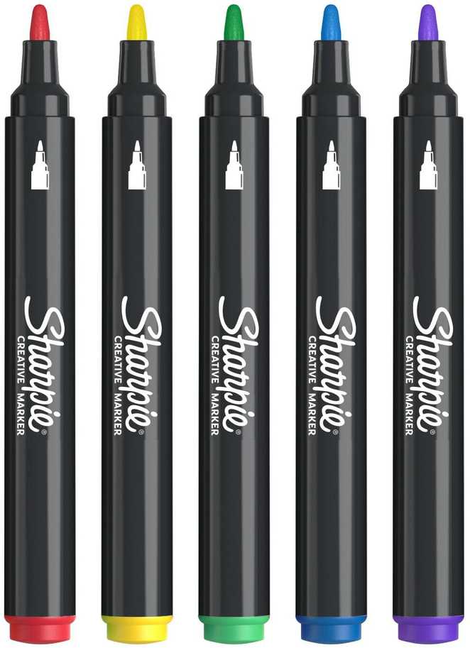 5 spalvų Sharpie akrilo markerių rinkinys su spalvinimo knygele