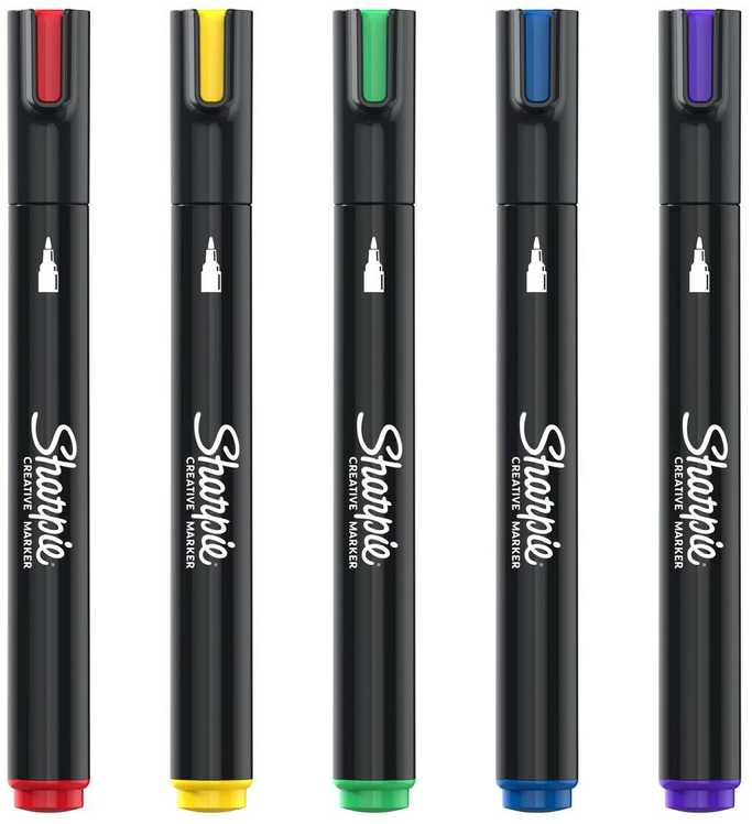 5 spalvų Sharpie akrilo markerių rinkinys su spalvinimo knygele