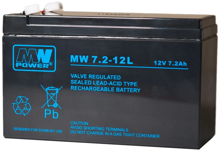 Mw Power MWPower MW 12V 7.2Ah F2(250) AGM akumuliatorius, 6-9 metai
