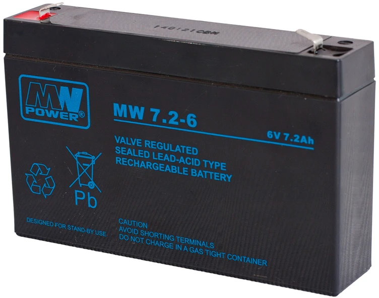 Mw Power MWPower MW 6V 7.2Ah F1(187) AGM akumuliatorius, 6-9 metai