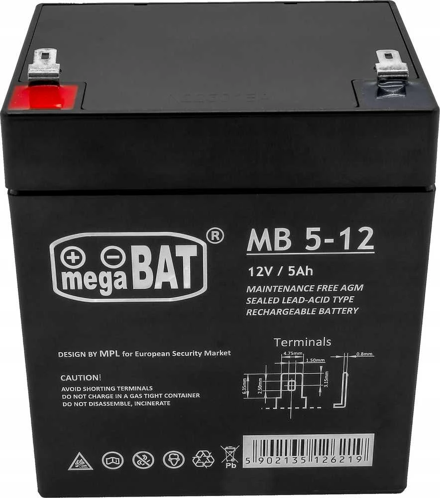Mpl Power Elektro Megabat 12V 5Ah F1(187) AGM akumuliatorius, 3-5 metai
