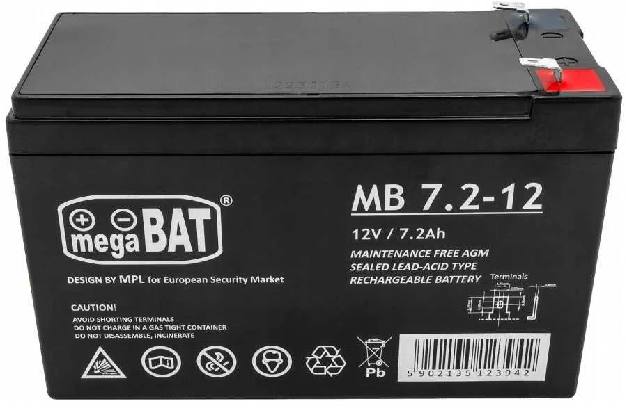 Mpl Power Elektro Megabat 12V 7.2Ah F1(187) AGM akumuliatorius, 3-5 metai