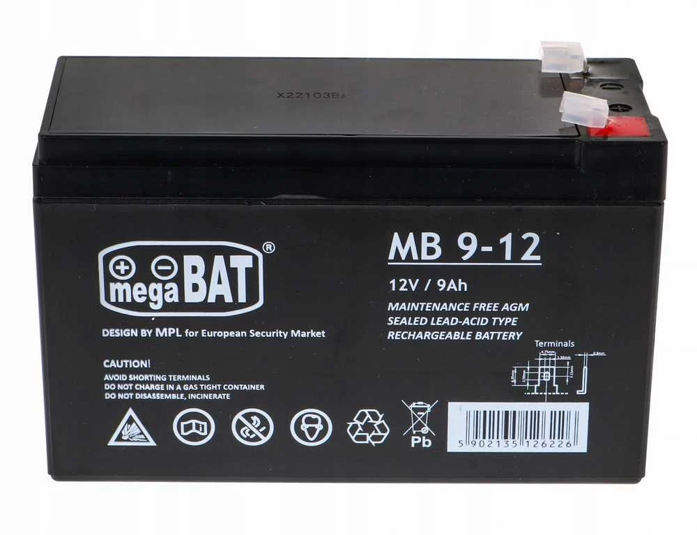 Mpl Power Elektro Megabat 12V 9Ah F1(187) AGM akumuliatorius, 3-5 metai