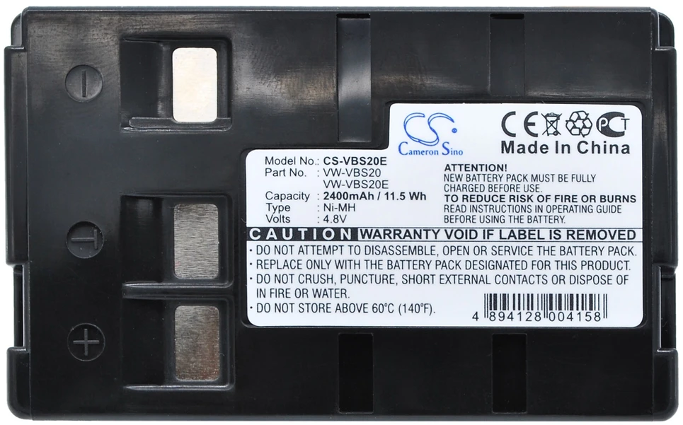Akumuliatorius Cameron Sino Technology Baterija į kamerą Panasonic NV-A1 NV-ALEN NV-R100EN NV-R11A NV-R200 NV-R500EN 4,8V 2400mAh NiMH Panasonic VW-VBS10 VW-VBS10E VW-VBS20