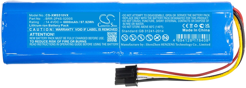 Akumuliatorius Cameron Sino Technology Baterija Xiaomi Dreame D9 Pro RLS5-BLO D9 F9 L10 Pro 14.4V 6800mAh Li-Ion baterija Roborock S552 S6 S7 T60 T61 T65