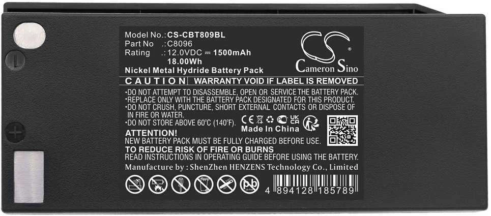 Akumuliatorius Cameron Sino Technology Cattron Theimeg baterija C8096 12V 1500mAh NiMh, skirta Cattron Theimeg 7700T15 T01 Toggle Cont