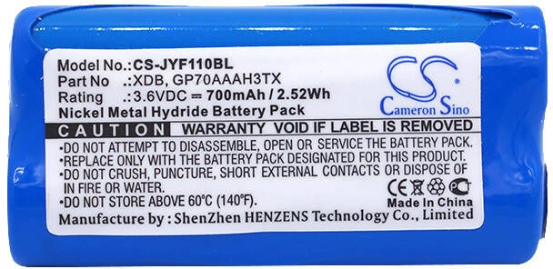 Akumuliatorius Cameron Sino Technology JAY baterija GP70AAAAH3TX XDB 3.6V 700mAh NiMh, skirta krano valdymo siųstuvui XDE UDB2 UWB A001 VUF110