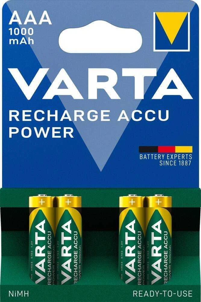 Įkraunami Elementai Varta AAA R03 1000 mAh 5703 4 vnt.