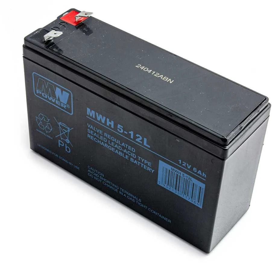 Lean Cars Akumuliatorius MW Power MWH5-12 12V 6,0Ah 213w /10min. AGM, skirtas APC Fideltronik SBH200-12, HR1224W, BL1250 UPS