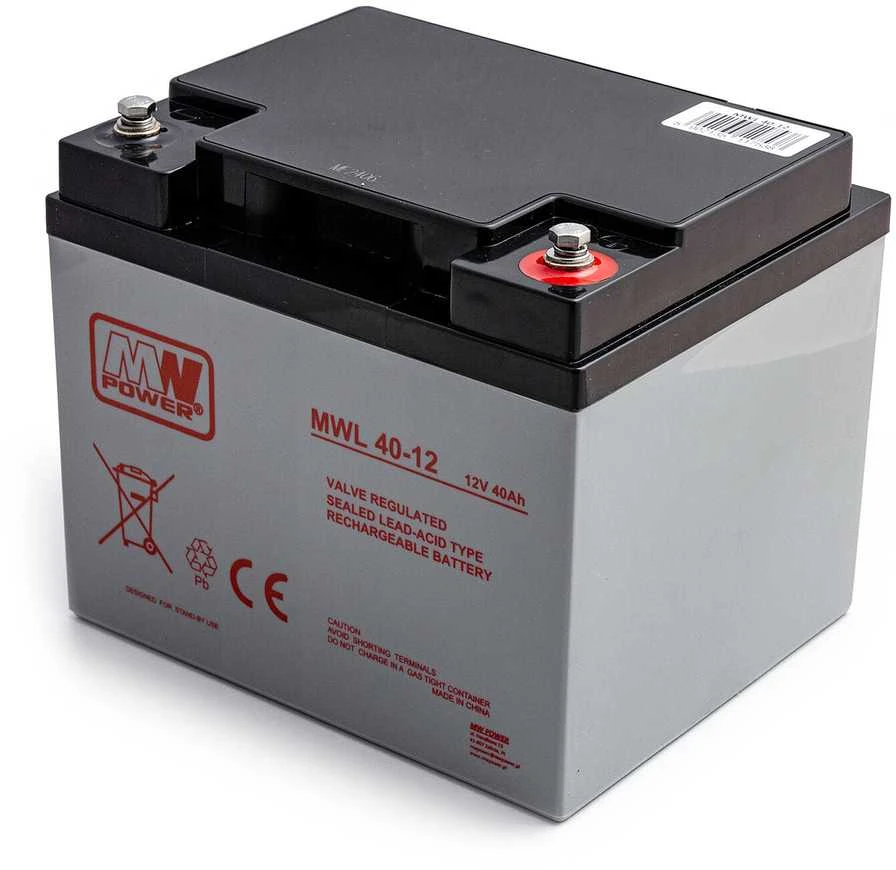 Akumuliatorius MW Power MWL 40-12 12V 40Ah AGM nereikalaujantis priežiūros, skirtas buferiniam darbui