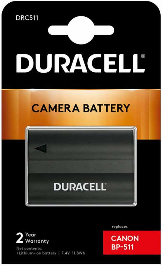 Baterija Duracell DRC511 7,4V 1600mAh ličio jonų - Canon BP-508 / BP-511 / BP-511A / BP-512 / BP-514,