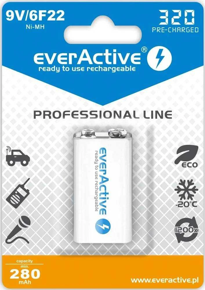everActive Professional paruoštas naudojimui 9V 320mAh akumuliatorius, 1 vnt.