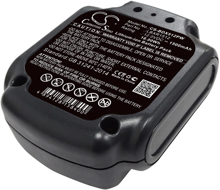 Akumuliatorius Black & Decker Juodas & Decker Baterija Juodas & Decker LBXR1512 12V 1500mAh Li-Ion el. įrankiui BDCDD12 BDCD112 BDCDD12KB BDCDD12K BDCD12 BLA12L-0608-1