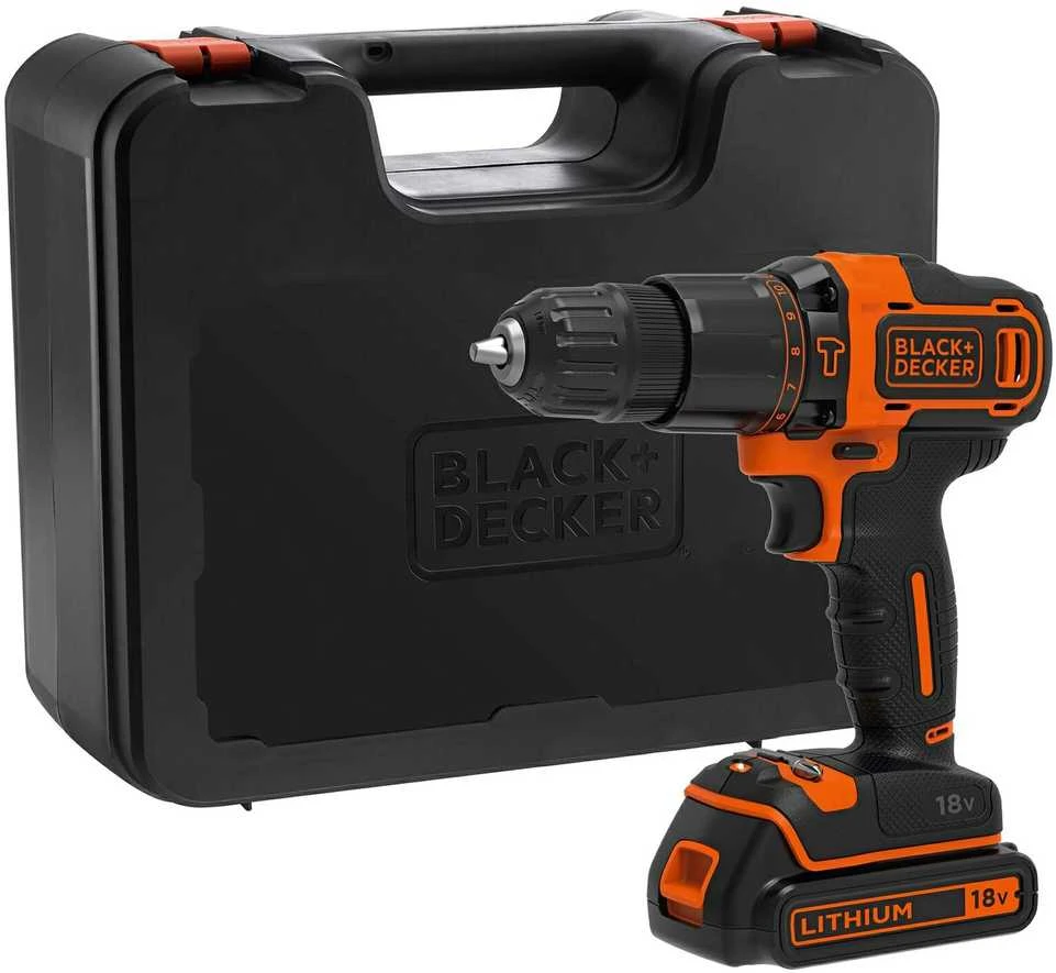 Black & Decker Akumuliatorinis suktuvas-gręžtuvas 18V Ličio jonų + 400mA įkroviklis + 1 akumuliatorius + lagaminas