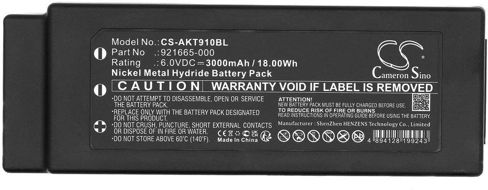 Cameron Sino Technology Akerstroms MC90 MC92 MC96 921665-000 6V 3000mAh NiMH akumuliatorius, skirtas T-Rx 300J M-300JD M-500JD T-Rx 500JD