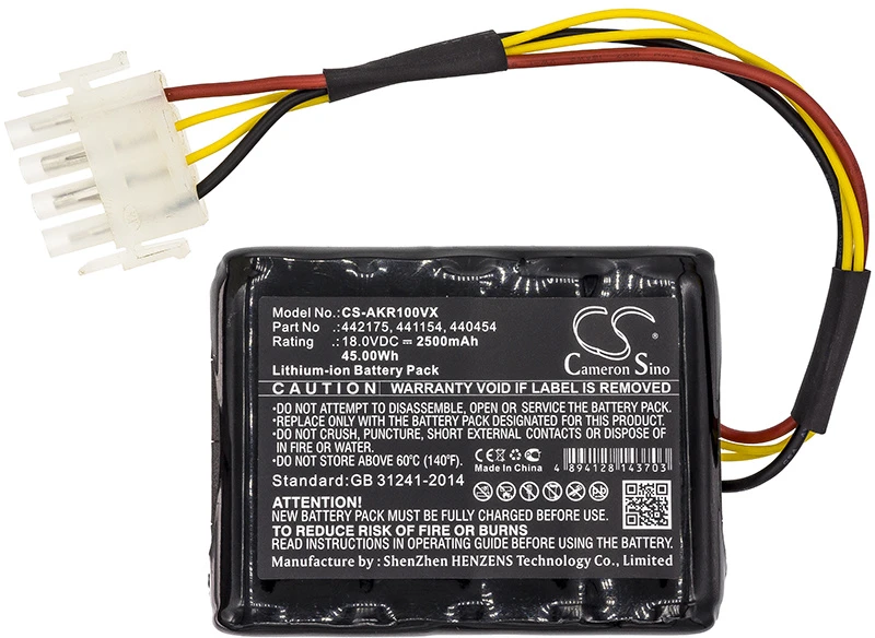 Cameron Sino Technology AL-KO Robolinio 100 110 41.6 440454 18V 2500mAh ličio jonų akumuliatorius vejapjovėms