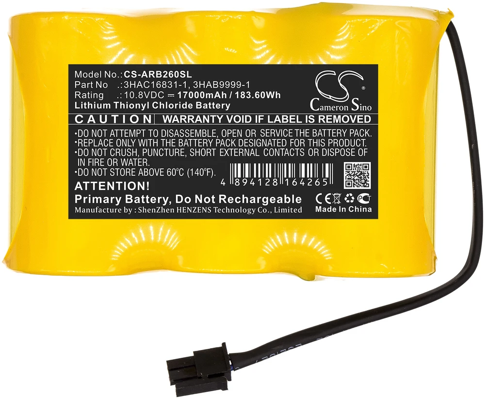 Cameron Sino Technology Baterija ABB 1SAP180300R0001 3HAC16831-1 3HAB9999-1 3HAC13150-1 10,8V 17000mAh Li-SOCl2 ABB robotai IRB
