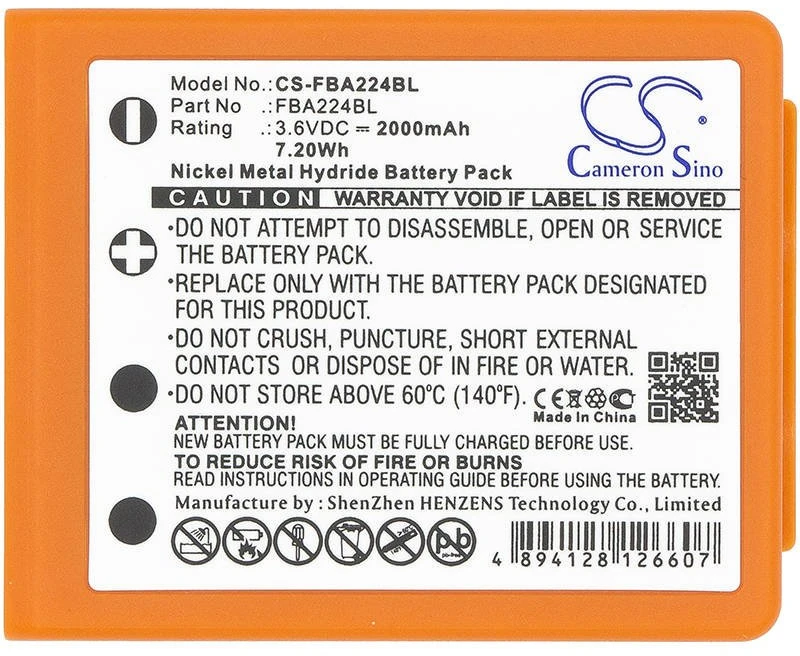 Honeywell Cameron Sino Technology baterija HBC Radimatic FUB06N 3,6V 2000mAh BA223000, BA223030, FUA39, PM461523, CS-FBA223BL, RHB3621