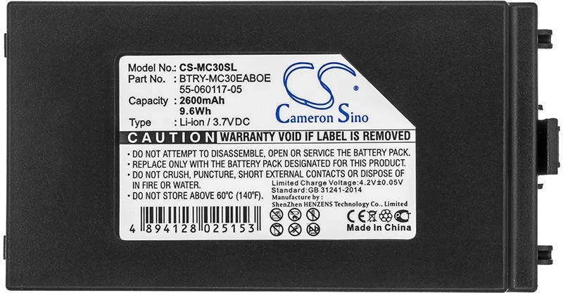 AQ „Cameron Sino Technology“ skaitytuvo baterijos simbolis 55-002148-01, 55-0211152-02, 55-060117-05 3,7 V 2600 mAh MC30, MC3000, MC3070, MC3090, MC30X0