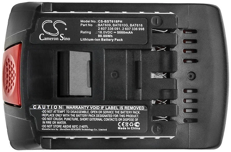 Akumuliatorius Cameron Sino Technology Bosch 1600A002U5 2607337069 18 V 5,0 Ah ličio jonų su akumuliatoriumi GBA/GDR/GDS/GDX/GKS/GSA/GSB/GSR/GST/GWS 18 V-Li