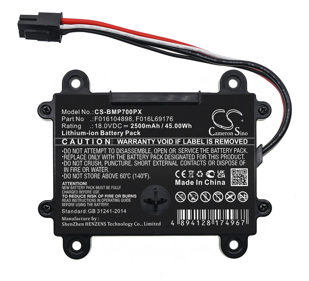 Cameron Sino Technology Bosch Indego M 700 Indego M+ 700 Indego 350 vejapjovių atsarginis akumuliatorius F016104898 18V 2500mAh Li-Ion