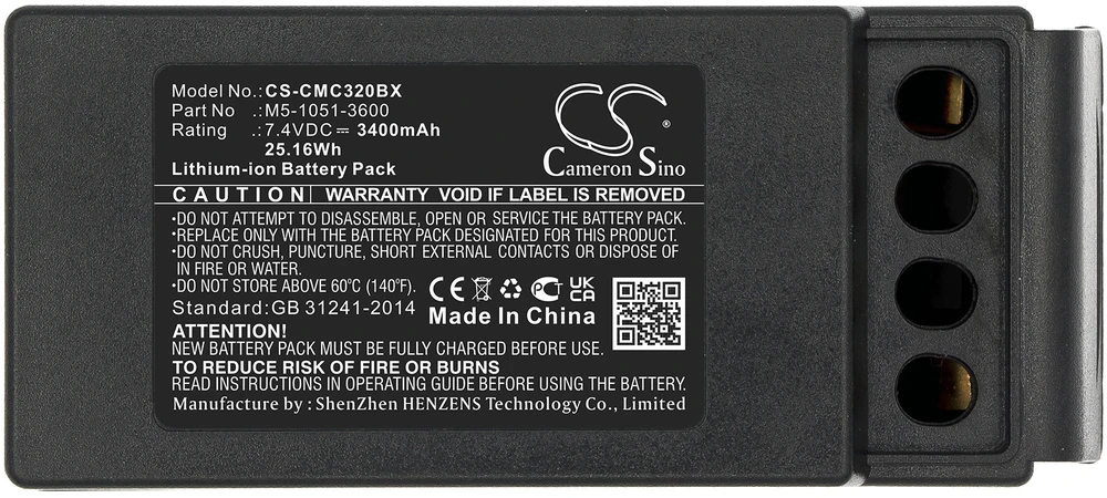 Cameron Sino Technology Cavotec MC-3000 MC-3 krano akumuliatorius Tipas. M5-1051-3600 2 kontaktai 7,4 V 3400 mAh Li-Ion