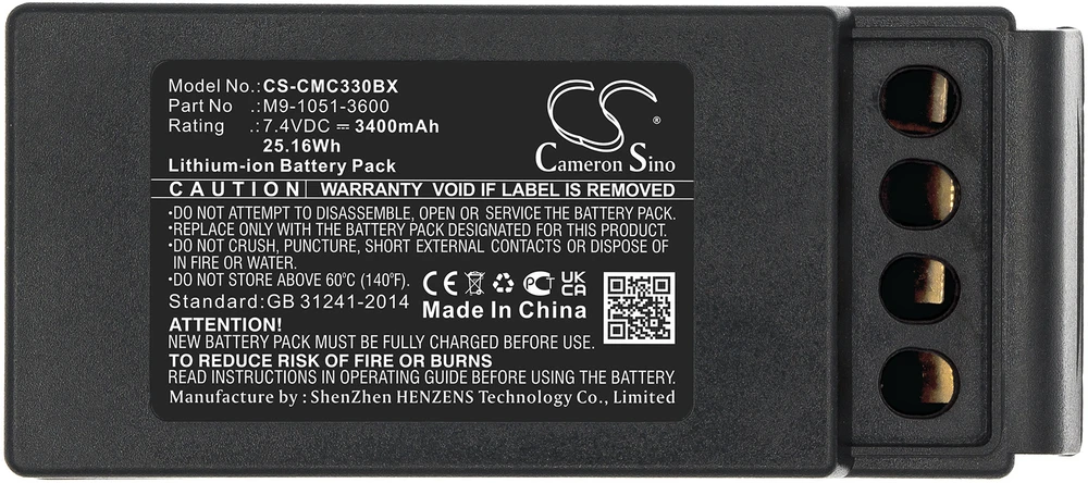 HP Cameron Sino Technology Cavotec MC3300 krano akumuliatorius Tipas. M9-1051-3600 7,4 V 3400 mAh Li-Ion