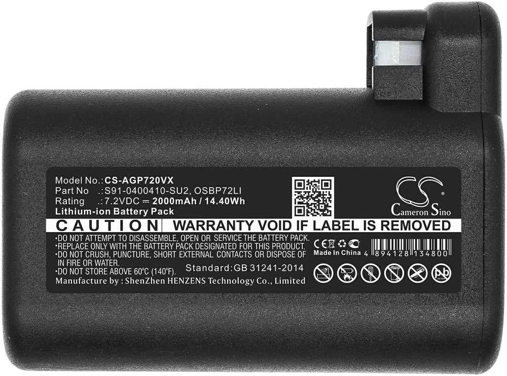 Cameron Sino Technology Electrolux OSIRIS akumuliatorius 00277484 900942300 900942337 AEG 900258195 900277268 900277283 OSBP72LI S91-0400410-SU2 OSBP72LI25 7,2V 2000mAh Li-Ion