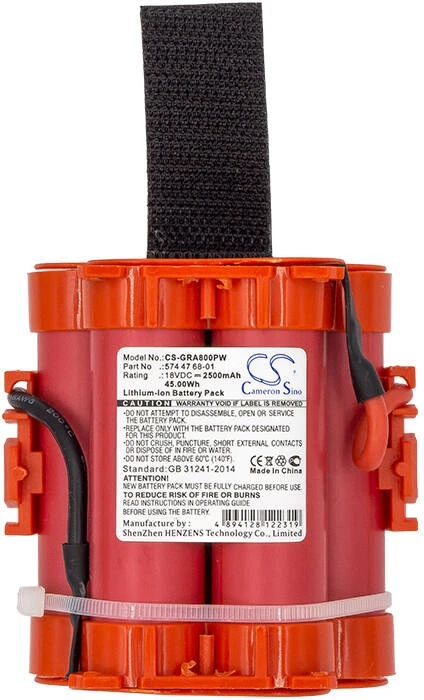 Cameron Sino Technology Gardena vejapjovių 124562, R38Li, R40, R50, R50Li, R70, R75Li, R80 18V 2500mAh Li-Ion akumuliatorius, skirtas Husqvarna vejapjovei