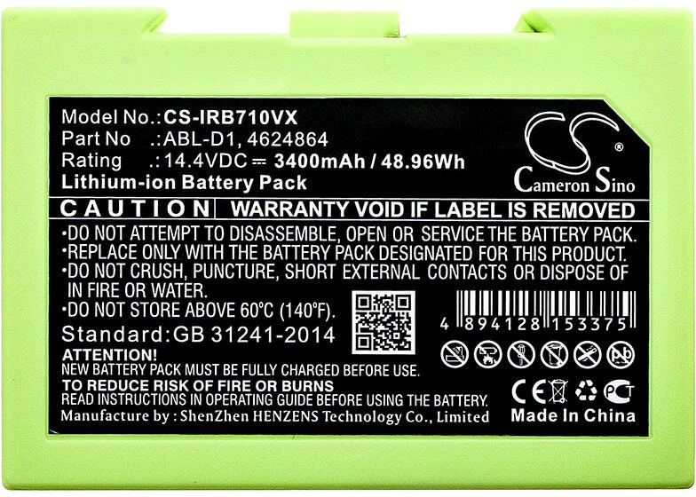 POLMAK „Cameron Sino Technology“ „IRobot Roomba i7 i4 i8 ABL-D1“ 3400 mAh ličio jonų 14,4 V akumuliatorius