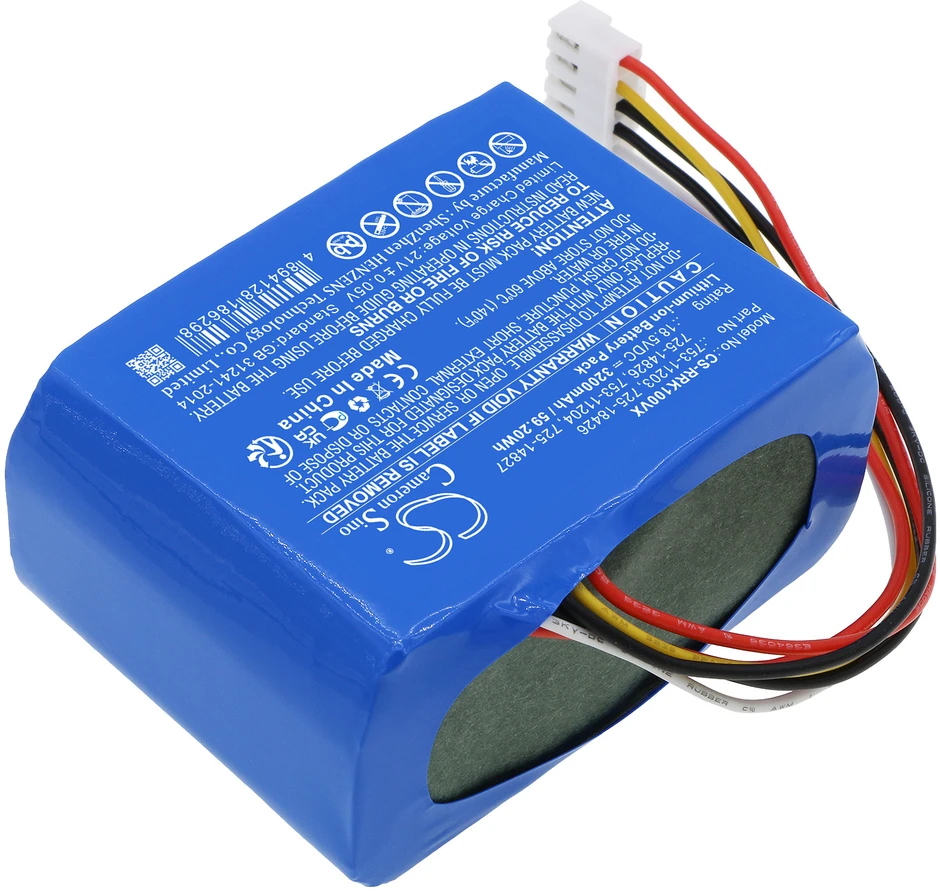 Cameron Sino Technology Robomow RK1000 RK1000 Pro RK2000 725-14826 18,5 V 3200 mAh ličio jonų akumuliatorius Robomow RK1000 RK1000 Pro RK2000 vejapjovėms