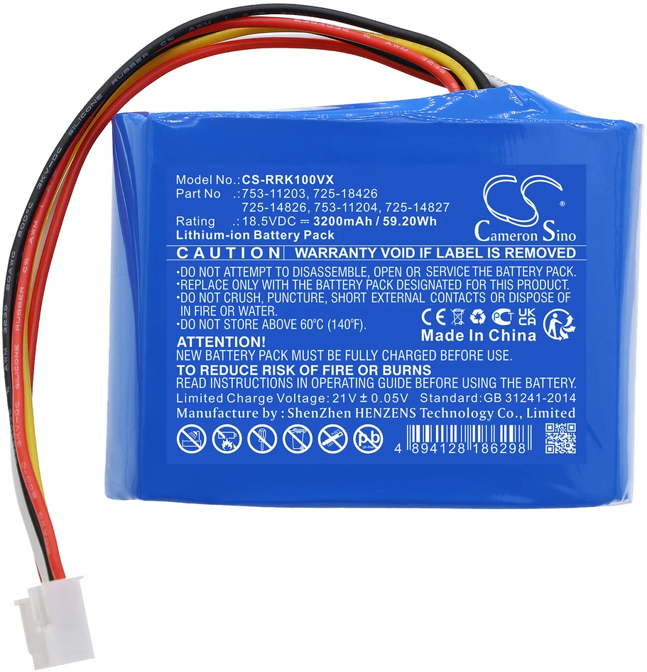 Cameron Sino Technology Robomow RK1000 RK1000 Pro RK2000 725-14826 18,5 V 3200 mAh ličio jonų akumuliatorius Robomow RK1000 RK1000 Pro RK2000 vejapjovėms