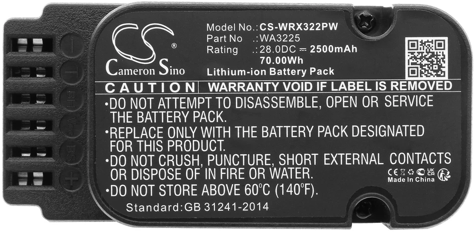 Cameron Sino Technology Worx Landroid robotas vejapjovės WG790E.1 / WG791E.1 / WG798E 28V 2500mAh baterija WA3225 WA3565