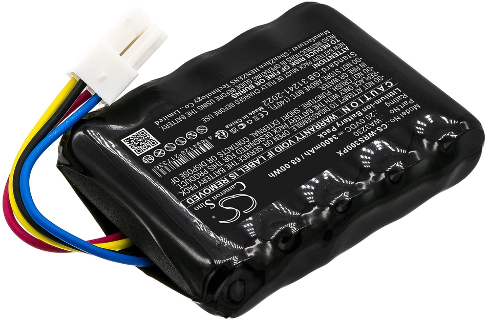 Cameron Sino Technology Worx Landroid S300 S3000i S450i S500i LS700i WA3230 WA3231 20V 3400mAh ličio jonų akumuliatorius, skirtas Worx Landroid S300 S3000i S450i S500i LS700i WA3230 WA3231