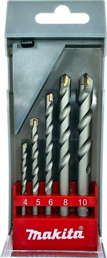 Grąžtas Makita Grąžtų mūrui komplektas(4x70mm; 5x85mm; 6x100mm; 8x110mm, 10x110) D-05175