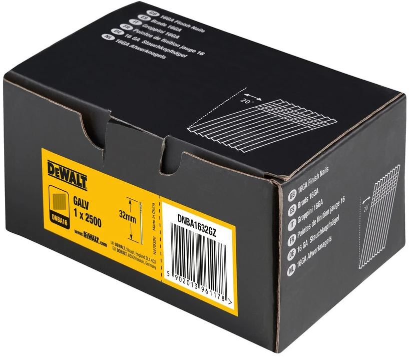 DEWALT GWOŹDZIE 20° 1,6x32mm GALWANIZOWANE