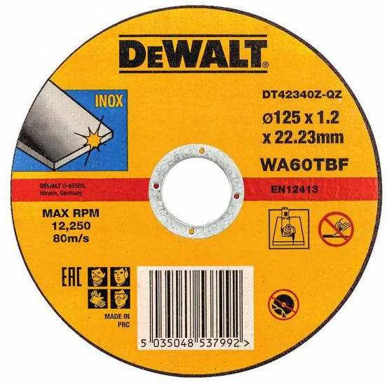 DEWALT TARCZA DO CIĘCIA METALU 125 x 1,2 x 22,2mm 10sztuk INOX