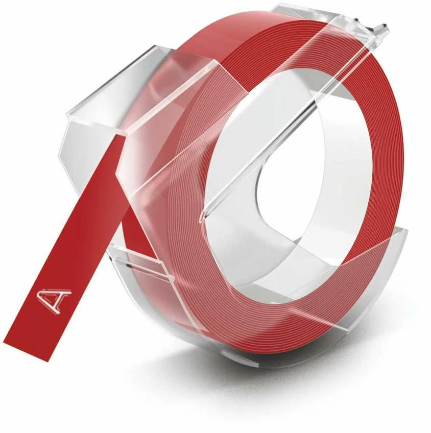 Juostelė DYMO, 9x3mm, plastikinė Balta/Raudona