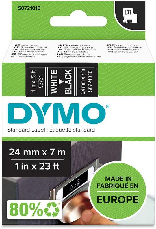 DYMO D1 Juostelė 24mm x7m / baltas ant juodos (53721 / S0721010)