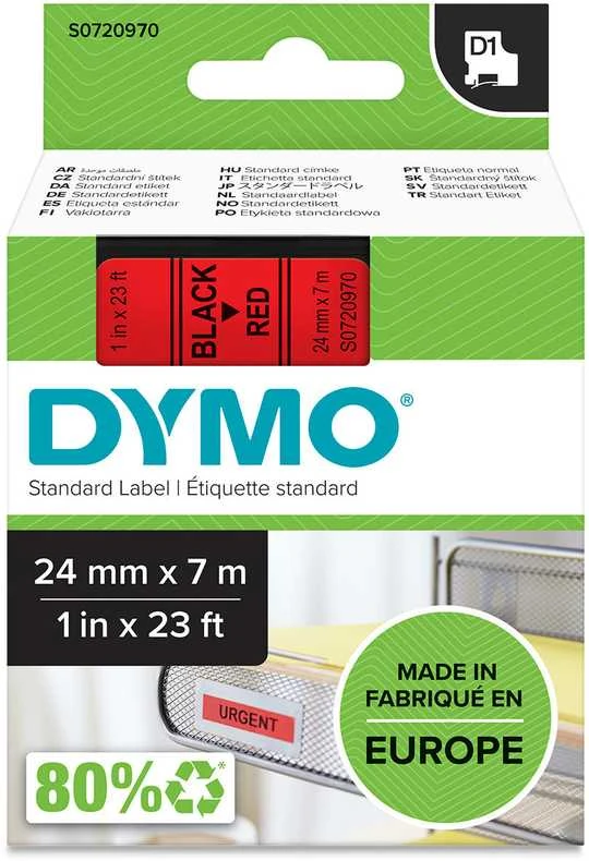 D1, prekės ženklo juosta, 24 mm, juodas tekstas ant biurokratijos, 7m - 53717 DYMO / S0720970
