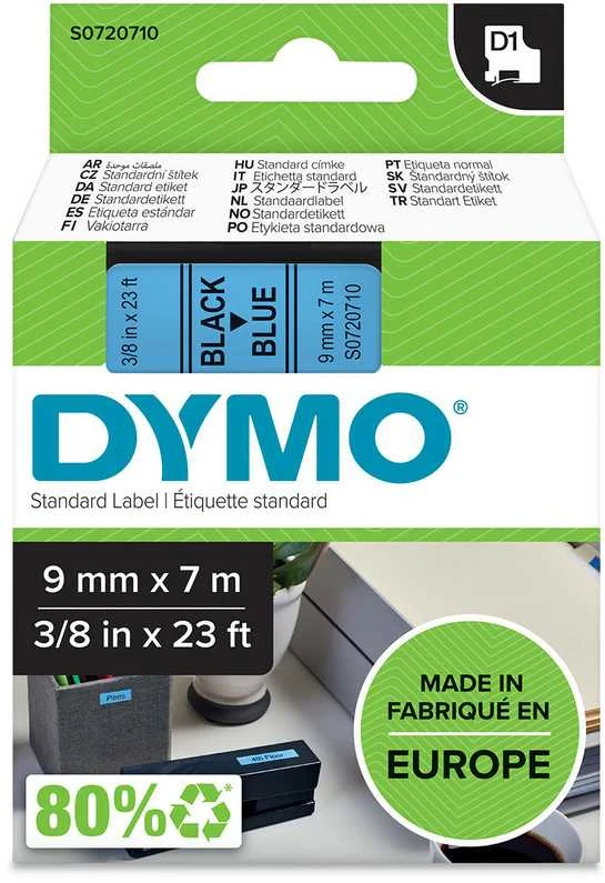 DYMO D1 Juostelė 9mm x 7m / juodas ant mėlynos (40916 / S0720710)