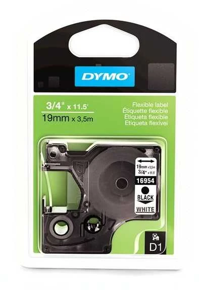 D1, žymėjimo juosta poliesteryje, 19 mm, juodas tekstas ant baltos juostos, 5,5 m DYMO / 16960