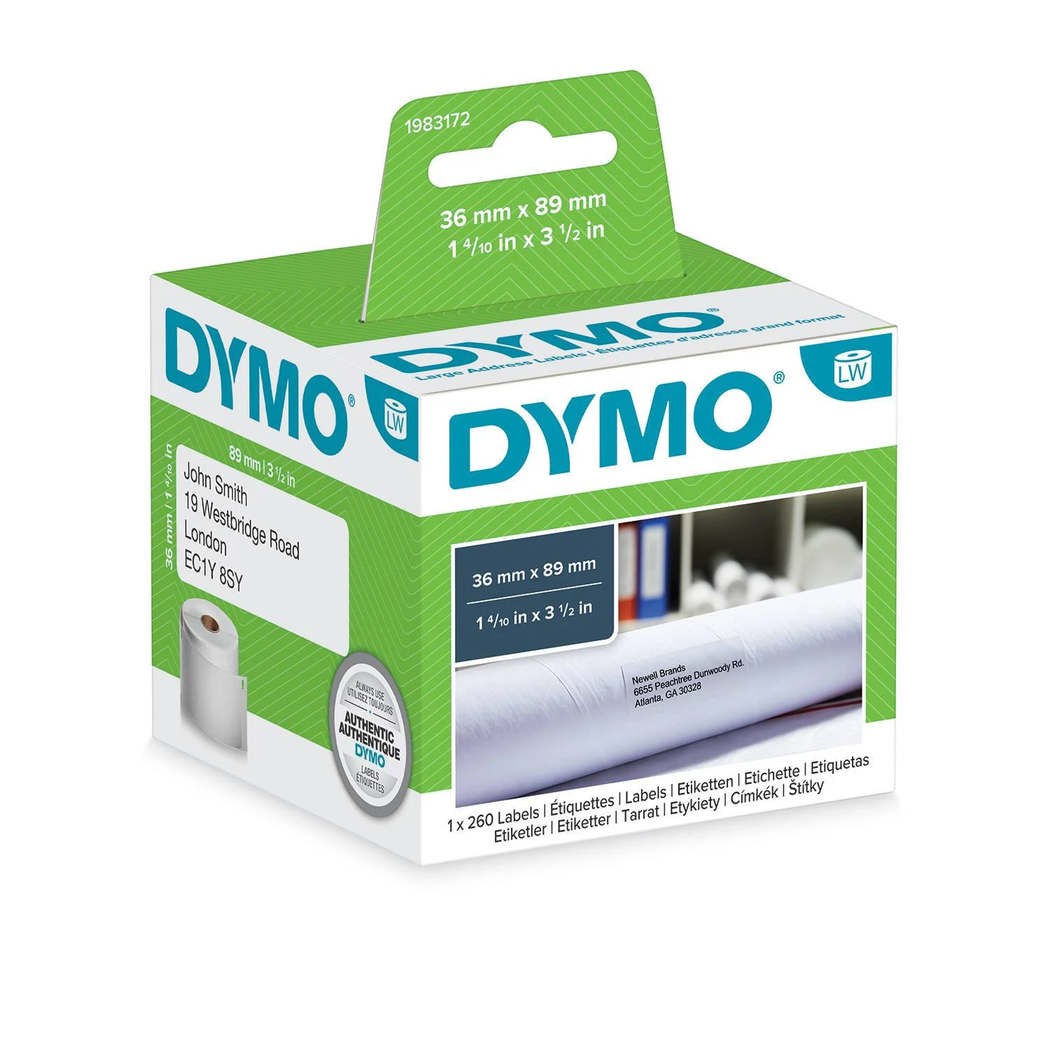 DYMO 1983172 etiketė spausdinimui Balta Lipni spausdintuvo etiketė