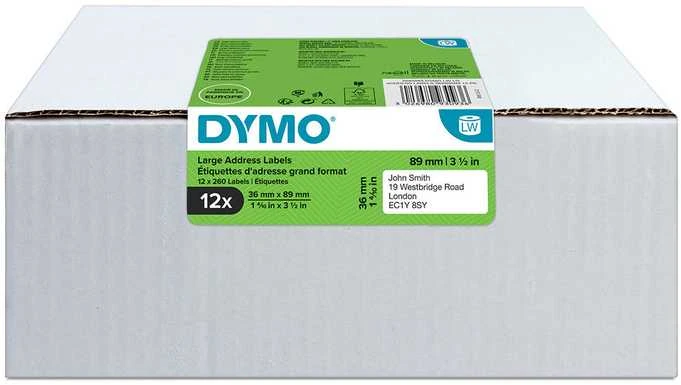DYMO LW - Large Address Labels - 36 x 89 mm - S0722410 Permatomas Lipni spausdintuvo etiketė