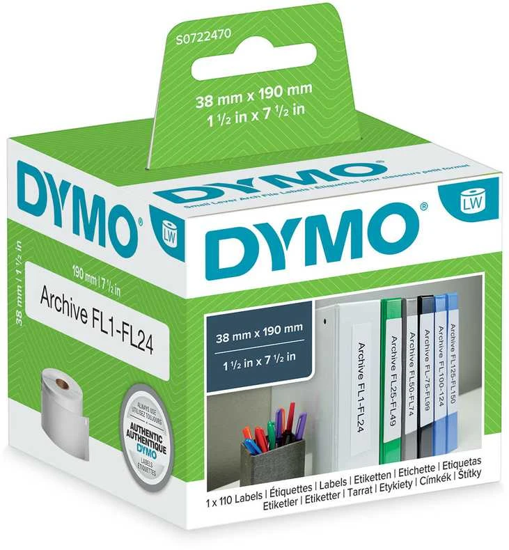 LabelWriter“ baltos kartotinės etiketės, 38x190mm, 1 pakuotė (110 vnt.) DYMO / S0722470